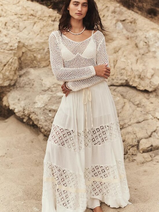 Free People Dresses & Skirts - Free People Swept Away Maxi Skirt | Color: Clean Ivory | Size Large